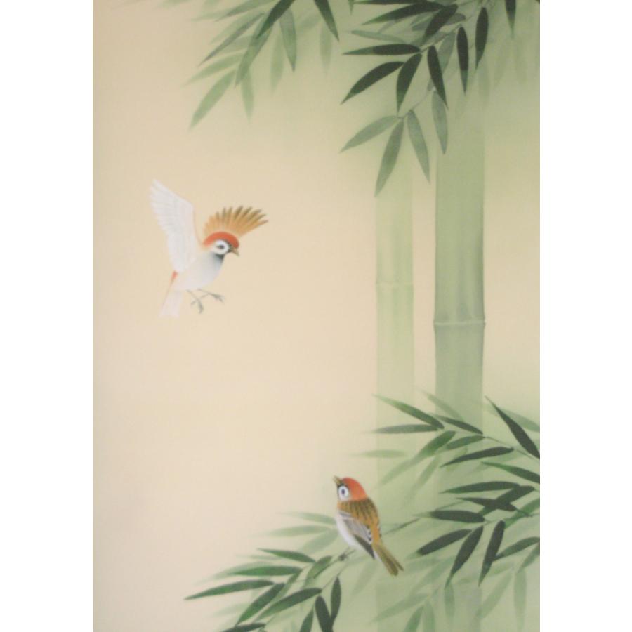 掛け軸 掛軸 竹に雀 萩原緑水 (特殊工芸作品・新品) 受注生産 : 掛け軸