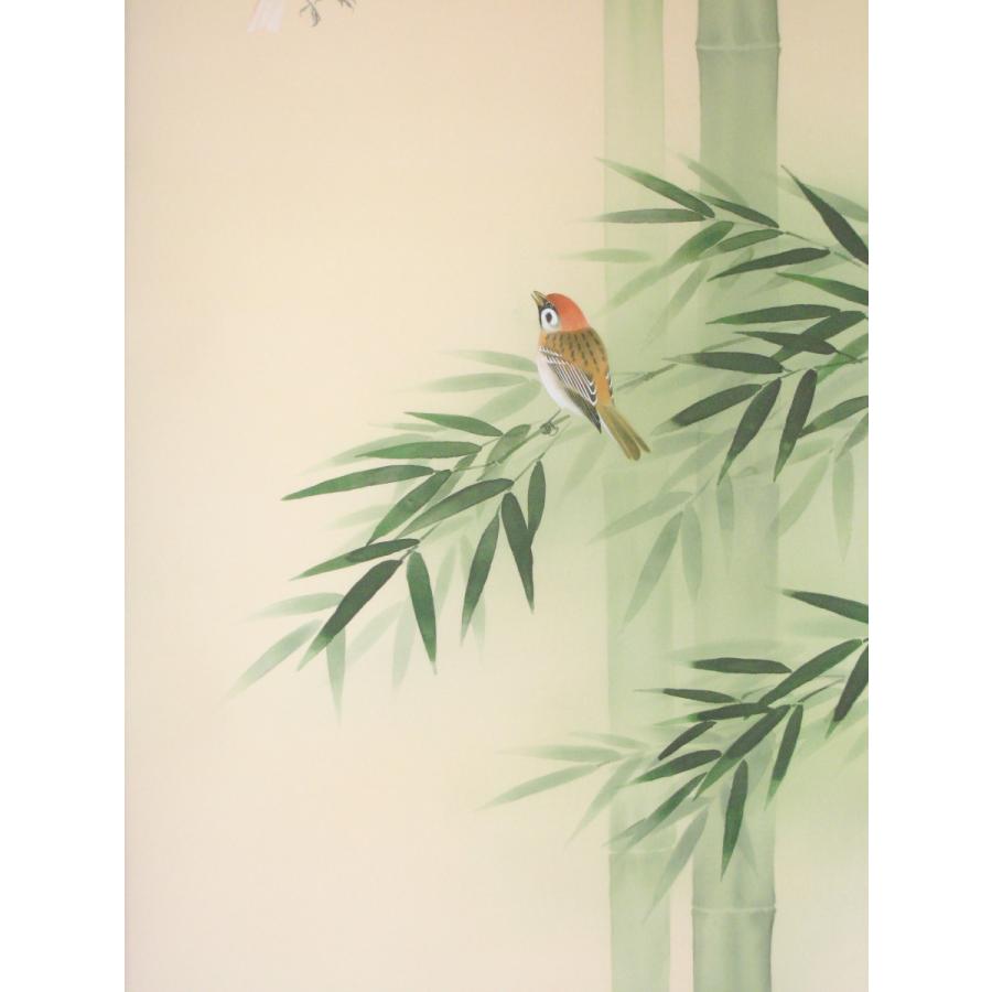 掛け軸 掛軸 竹に雀 萩原緑水 (特殊工芸作品・新品) 受注生産 : 掛け軸