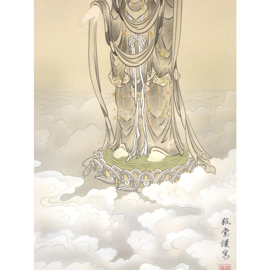 掛け軸　雲上観音◆野口弧堂 (真作・中古) 共箱・タトウ箱付 掛け軸 掛軸 雲上観音 野口弧堂 (真作・中古) 共箱・タトウ箱付