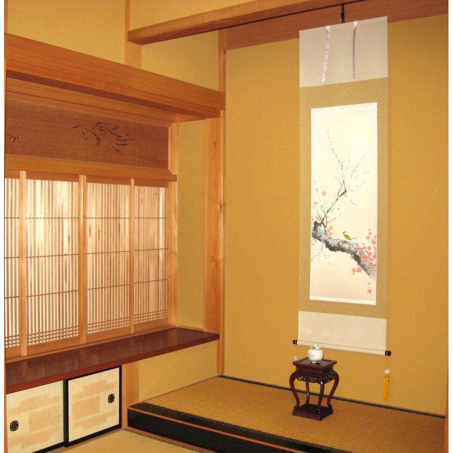 掛け軸 掛軸 梅に鴬 田辺修二 (特殊工芸作品・新品)_6