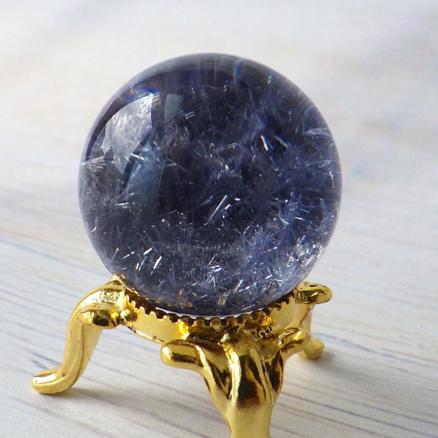 開運 デュモルチェライトインクォーツ 原石 水晶 丸玉