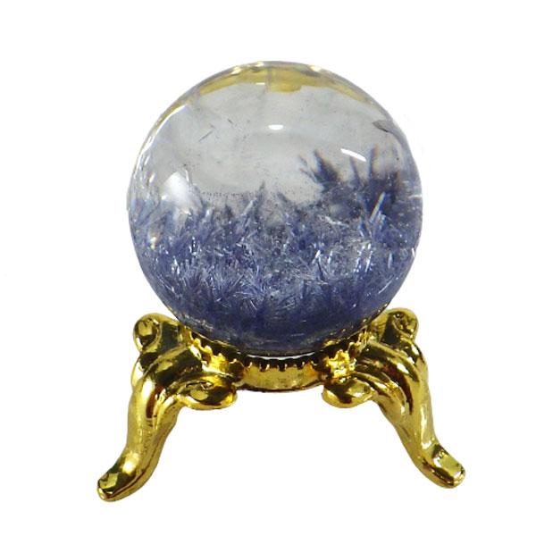 デュモルチェライトインクォーツ　スフィア　天然石　パワーストーン　台座付き デュモルチェライト スフィア01◇ Dumortierite ◇天然石・鉱物