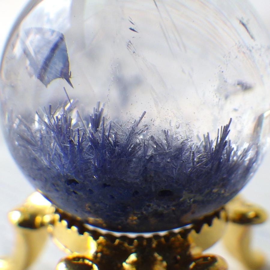 開運 デュモルチェライトインクォーツ 原石 水晶 丸玉 パワーストーン