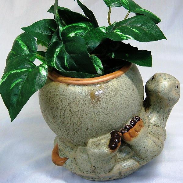 ガーデニング 雑貨 植木鉢カバー 陶器 亀 置物 風水 かわいい 開運グッズ 縁起物 亀鉢置き