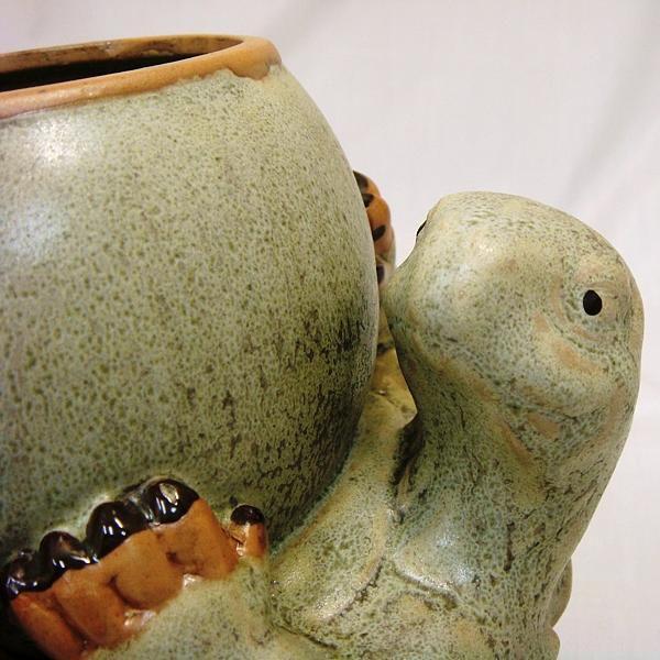 ガーデニング 雑貨 植木鉢カバー 陶器 亀 置物 風水 かわいい
