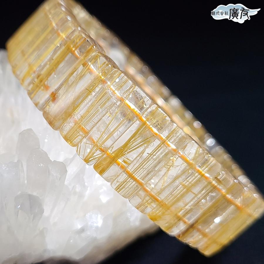 開運 ゴールドルチルクォーツ ブレスレット 天然石 水晶 バングル 本物