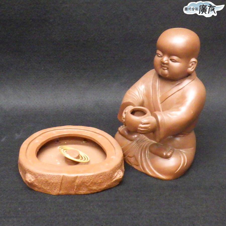 開運 一休さん 置物 香炉 陶器 宜興 おしゃれ 縁起物 インテリア 雑貨