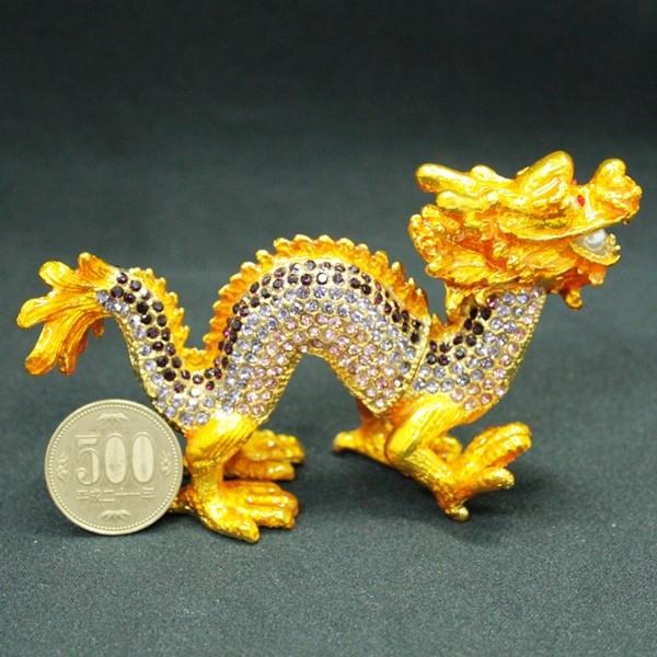 開運 金運 龍 龍神 龍柄中国製大型陶器 【金運 黄色イエロー】