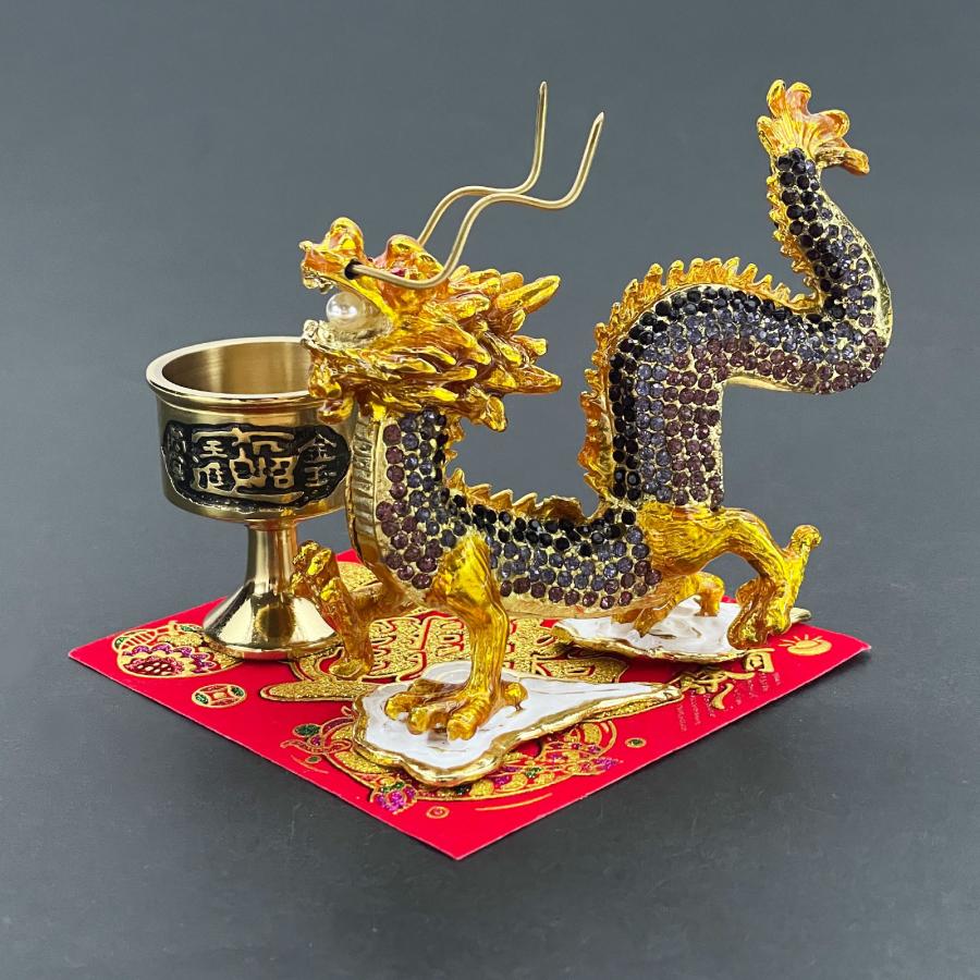 開運 龍の置物 龍 置物 風水 玄関 金 風水グッズ 五本爪 金龍 宝珠