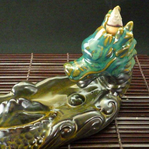 龍のお香立て 龍の置物 陶器 倒流香炉 倒流香 お香 逆流香炉 香炉