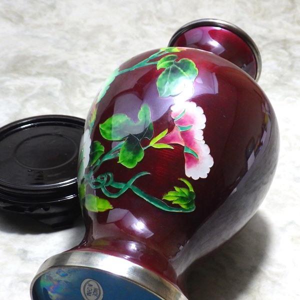 七宝焼き 七宝焼 昭和レトロ雑貨 昭和レトロ インテリア 花柄 花瓶 中国雑貨 レトロ 風水 開運グッズ 縁起物 2021【 銀七宝焼花瓶 赤