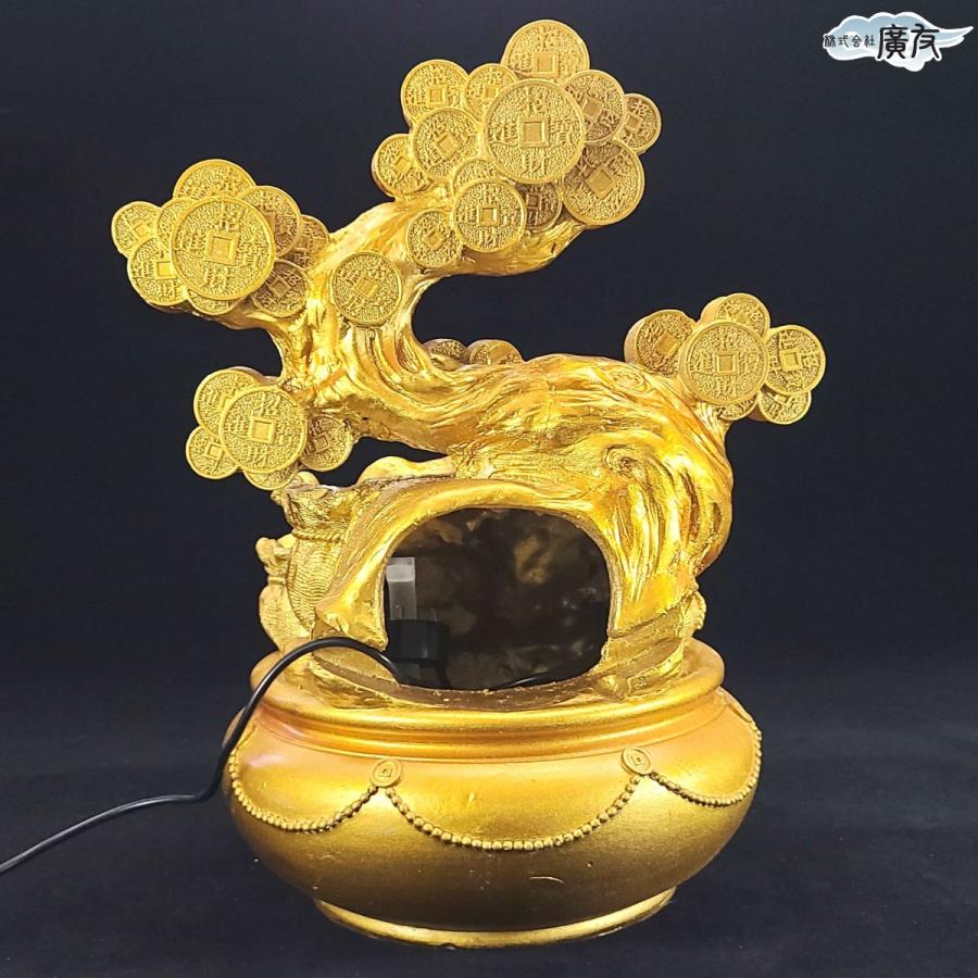 開運 水流オブジェ 招財樹 風水 噴水 置物 インテリア 噴水オブジェ 金