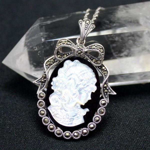 カメオ ネックレス オニキス シェル ペンダント パワーストーン 大きめ アクセサリー レディー ス メンズ 天然石 開運 風水 ( シェルカメオペンダントトップ )