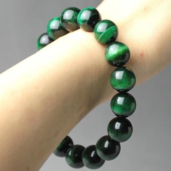 天然グリーンタイガーアイ（ウルフアイ）のブレスレット グリーンタイガーアイ 10mmブレスレット(GREEN TIGER EYE