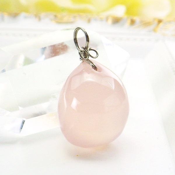 開運 カルセドニー ピンク 天然石 ネックレストップ アクセサリー 