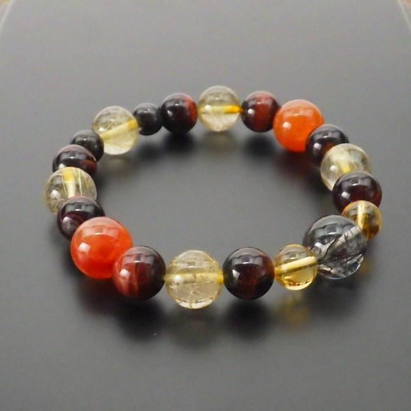 【新品同様】レッドルチル　パワーストーン　ブレス　推し活　開運　恋愛　隕石 繁栄に導く】レッドルチルクォーツのデザインブレス＊Prosperity