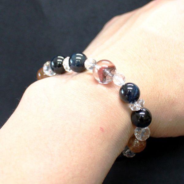 開運 ラリマー ルチルクォーツ ブルータイガーアイ ブレスレット