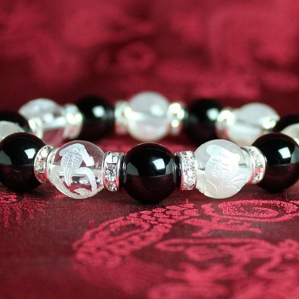 オニキス 水晶 七福神 ブレスレット パワーストーン メンズ レディース  