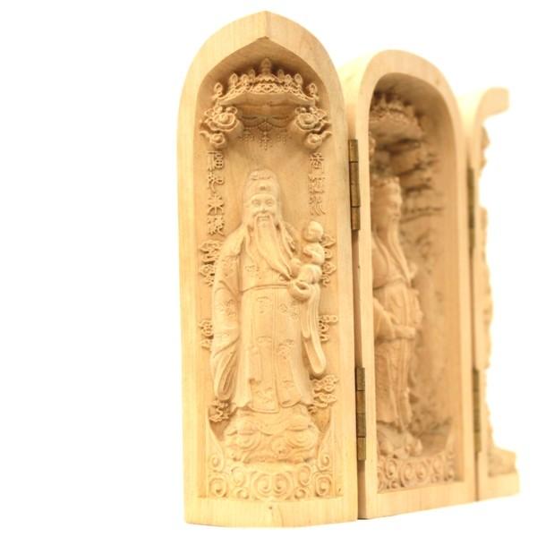開運 木彫り彫刻 木彫り 仏像 神様 ツゲ 柘植 七福神お守り