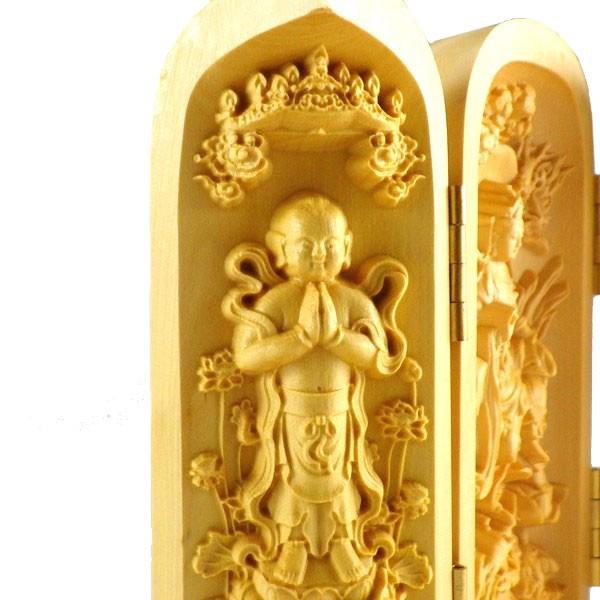 開運 木彫り彫刻 木彫り 仏像 ツゲ 柘植 観音様 観音像 龍上観音 観音