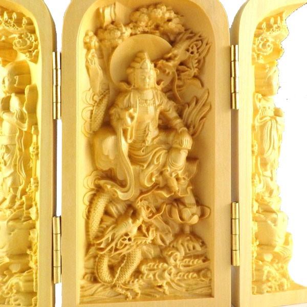 開運 木彫り彫刻 木彫り 仏像 ツゲ 柘植 観音様 観音像 龍上観音 観音
