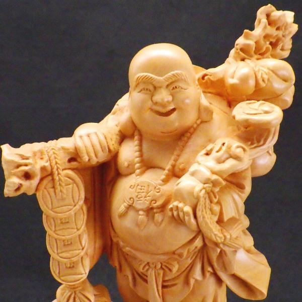布袋様 置物 布袋さん 七福神 木製 ご利益 金運 縁起 布袋像 ハッピー