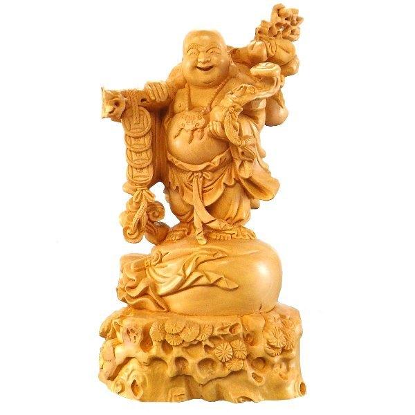 布袋様 置物 布袋さん 七福神 木製 ご利益 金運 縁起 布袋像 ハッピー