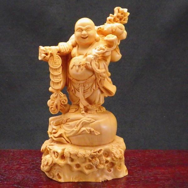 布袋様 置物 布袋さん 七福神 木製 ご利益 金運 縁起 布袋像 ハッピー