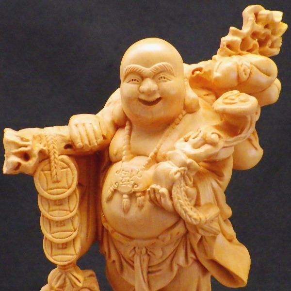 布袋様 置物 布袋さん 七福神 木製 ご利益 金運 縁起 布袋像 ハッピー