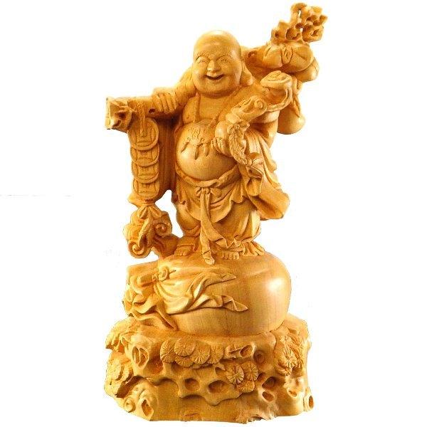 布袋様 置物 布袋さん 七福神 木製 ご利益 金運 縁起 布袋像 ハッピー