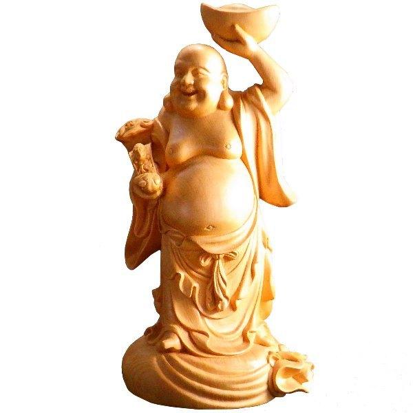 決算大特価中縁起物 七福神☆楠材 布袋座像☆福徳円満 ほていさん