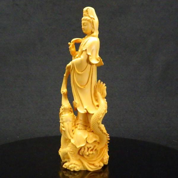 木彫り彫刻 木彫り 仏像 ツゲ 柘植 観音様 観音像 龍上観音 観音様の