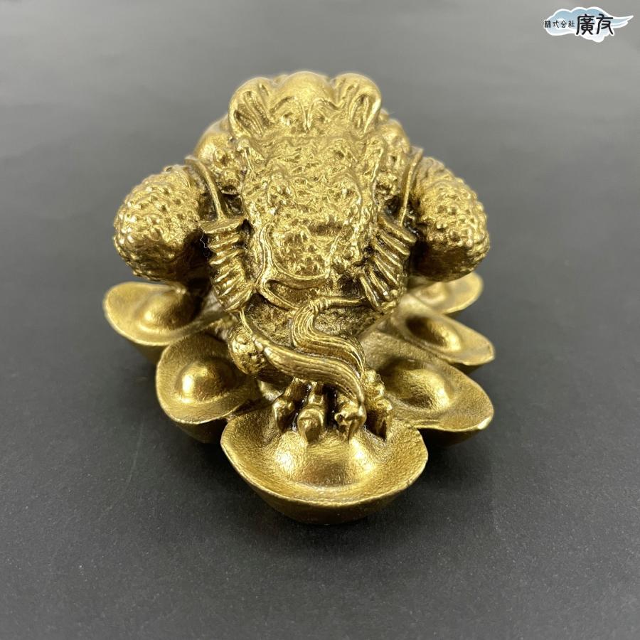 開運 三脚蛙 三本足 カエル 置物 真鍮 風水 玄関 縁起 金色 かわいい