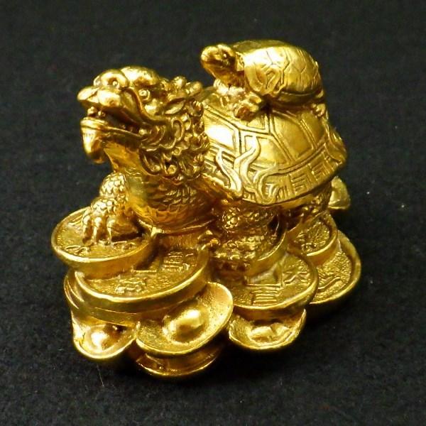 龍亀 置物 ロングイ 真鍮 ドラゴンタートル 風水 龍の置物 金運