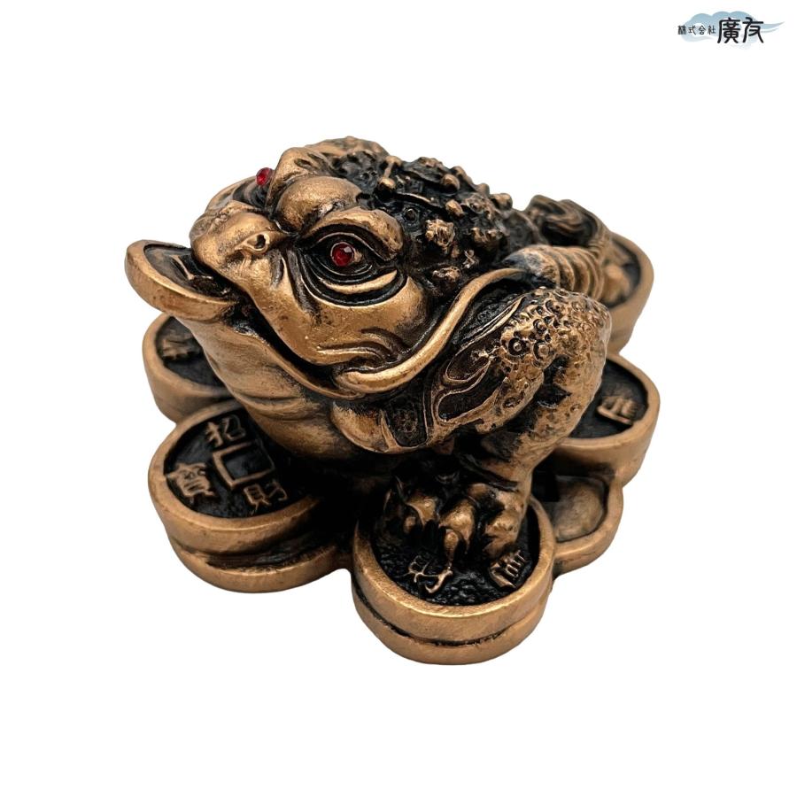 開運 三脚蛙 三本足 カエル 置物 金色 風水 玄関 縁起 かわいい 三脚