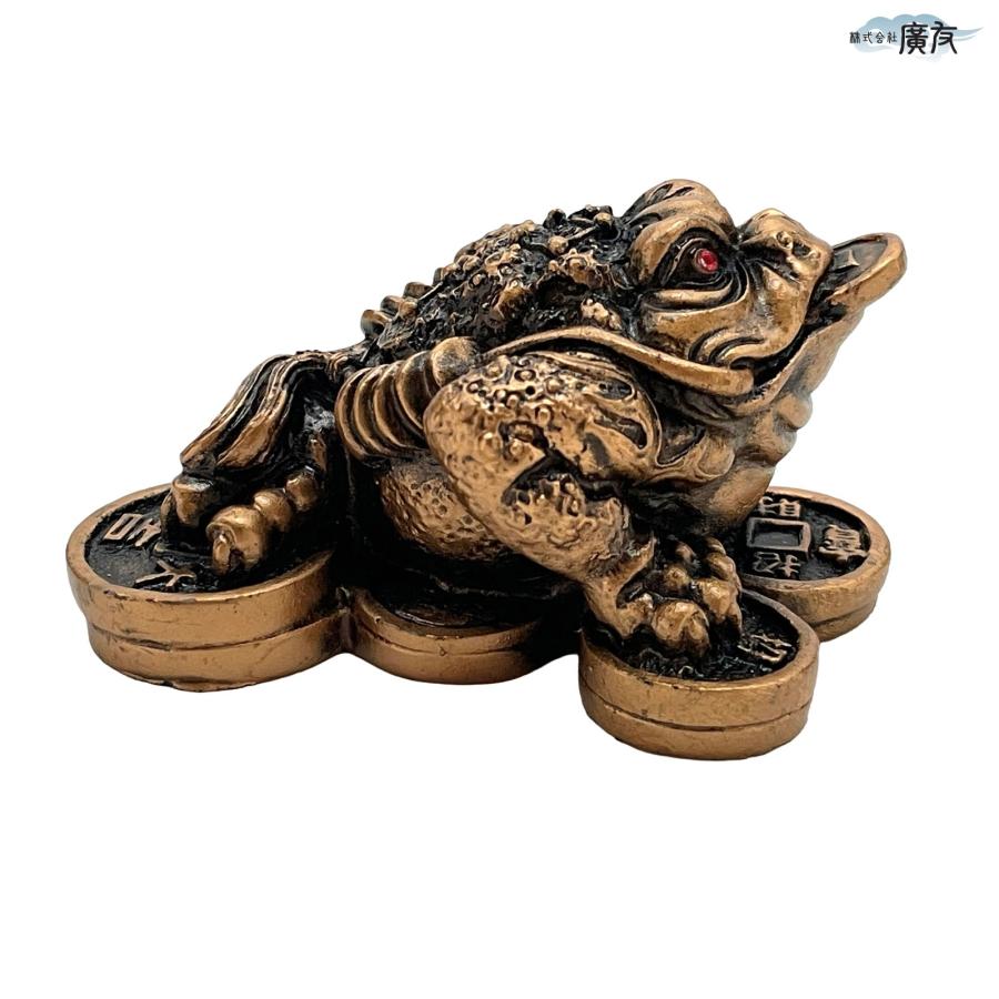 開運 三脚蛙 三本足 カエル 置物 金色 風水 玄関 縁起 かわいい 三脚