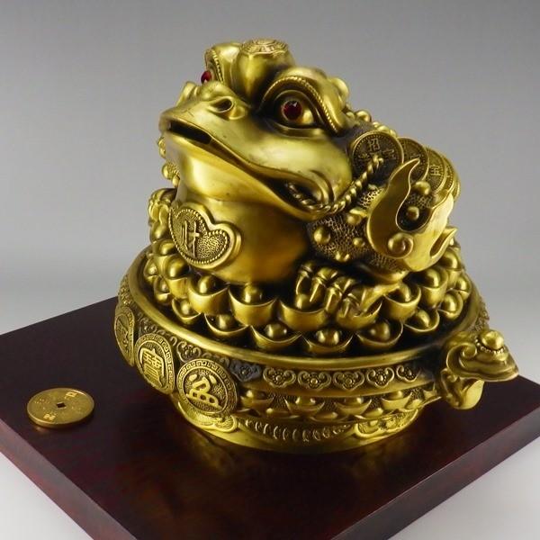 開運 三本足 カエル 置物 真鍮 風水 玄関 縁起 大きい 三脚蟾蜍