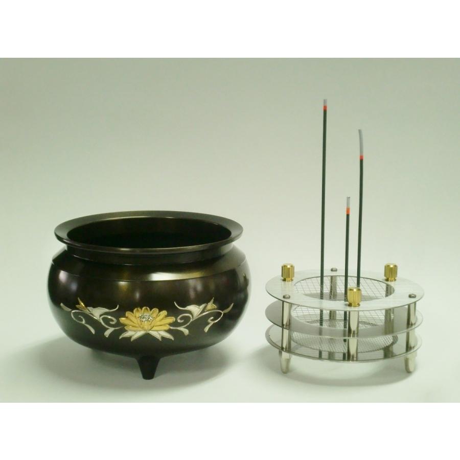 灰を使わない線香立て・香炉「STRATUM 香層」大型サイズII ＋4寸唐草彫 