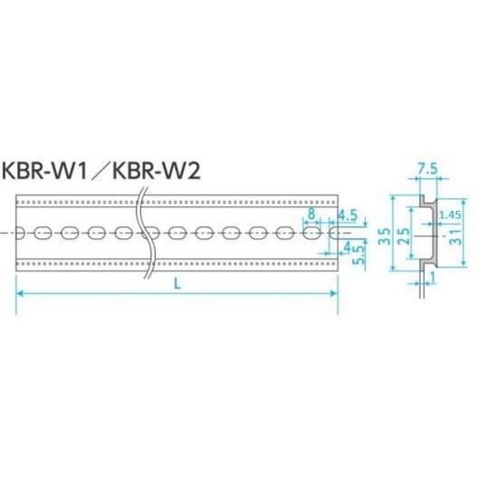 興和化成 ベースレール KBR−W2 定尺2m 1箱50本入 端子台取付 機器 
