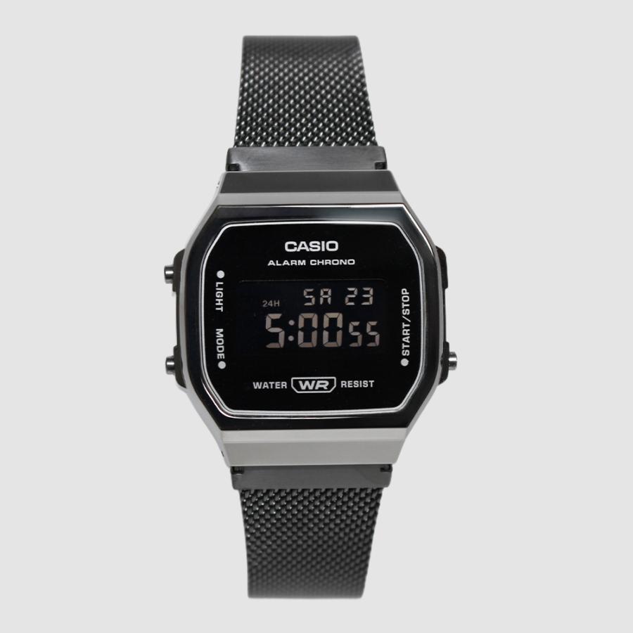 CASIO カシオ A168WEMB-1B ブラック メンズ腕時計 デジタルEL バックライト ストップウォッチ 日常生活防水 ステンレス [並行輸入]の画像