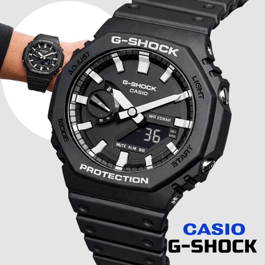 CASIO カシオ GA-2100-1A G-SHOCK ブラック ホワイト メンズ腕時計 カーボンコア 耐衝撃構造 20気圧防水 アナログ デジタル 薄型 軽量 LED付 [並行輸入]