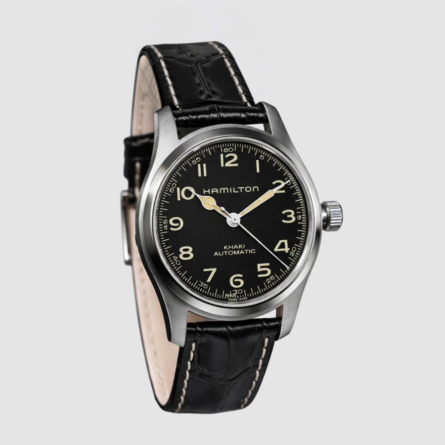 HAMILTON ハミルトン H70405730 38mm カーキ フィールド MURPH ブラック レザー 革  自動巻き メンズ 腕時計 [並行輸入]の画像