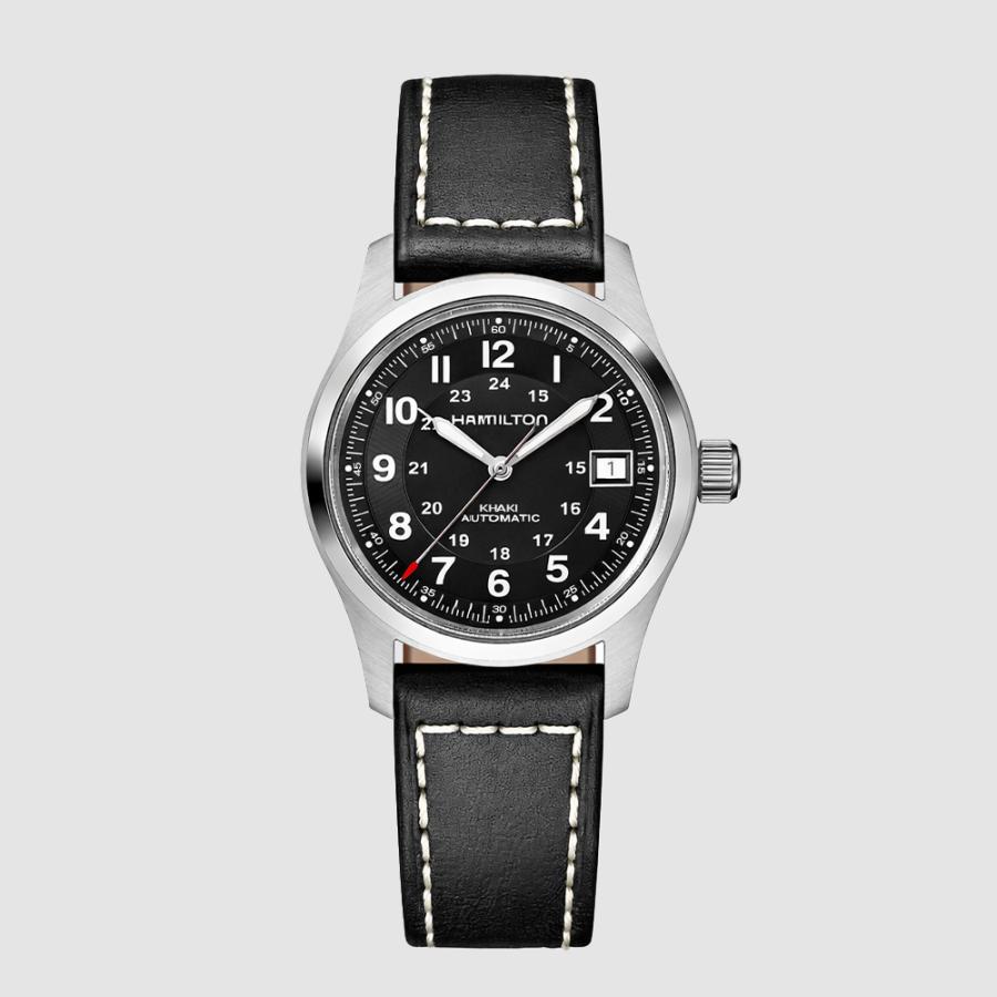HAMILTON ハミルトン H70455733 38mm カーキ フィールド AUTO ブラック レザー 自動巻き メンズ 腕時計 [並行輸入]の画像