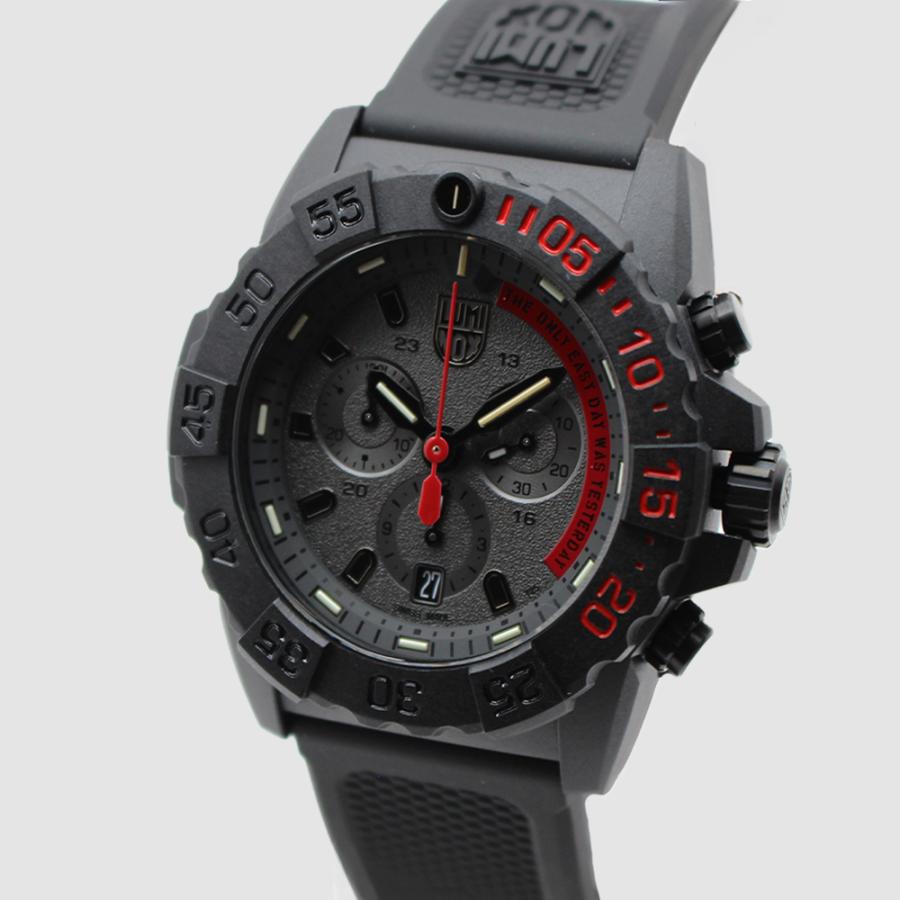 LUMINOX ルミノックス XS.3581.EY(Ref.3581.EY) 45mm ネイビーシールズ ブラック レッド メンズ 腕時計 防水 クロノグラフ 超軽量 [並行輸入]の画像