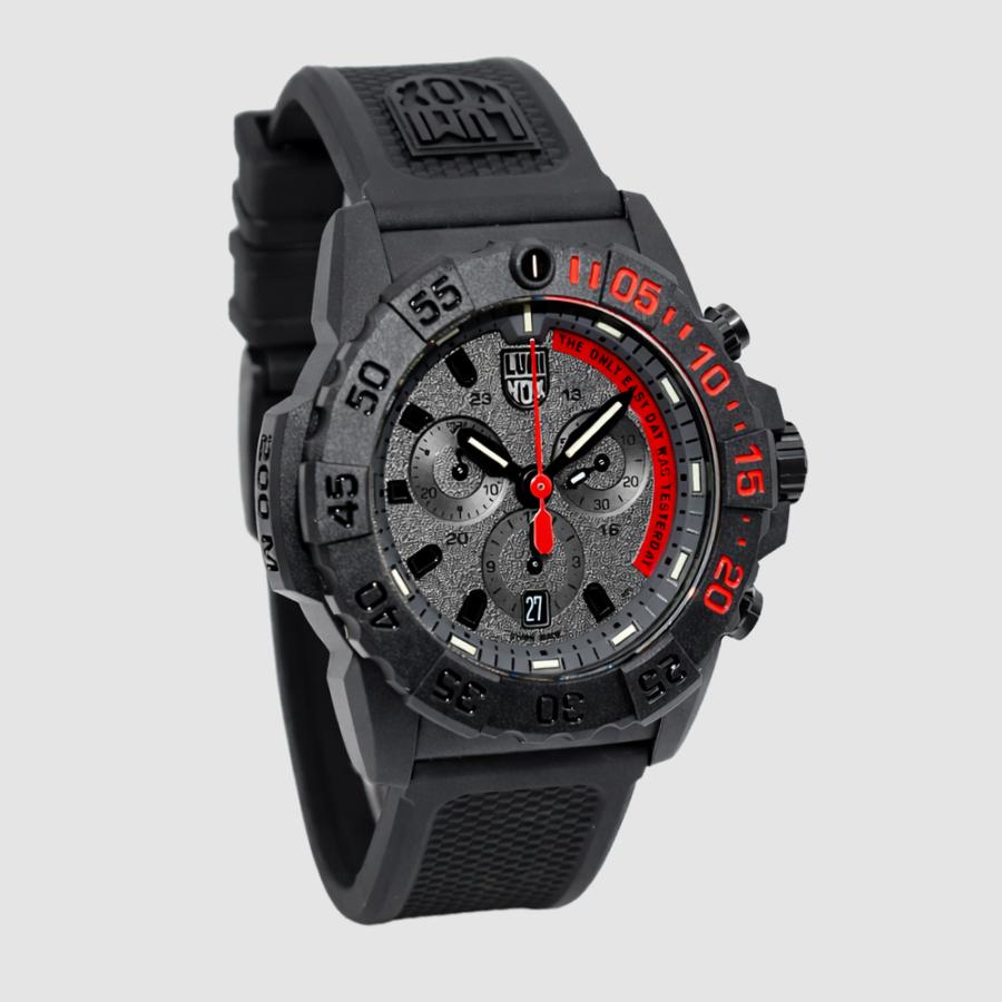 LUMINOX ルミノックス XS.3581.EY(Ref.3581.EY) 45mm ネイビーシールズ ブラック レッド メンズ 腕時計 防水 クロノグラフ 超軽量 [並行輸入]の画像