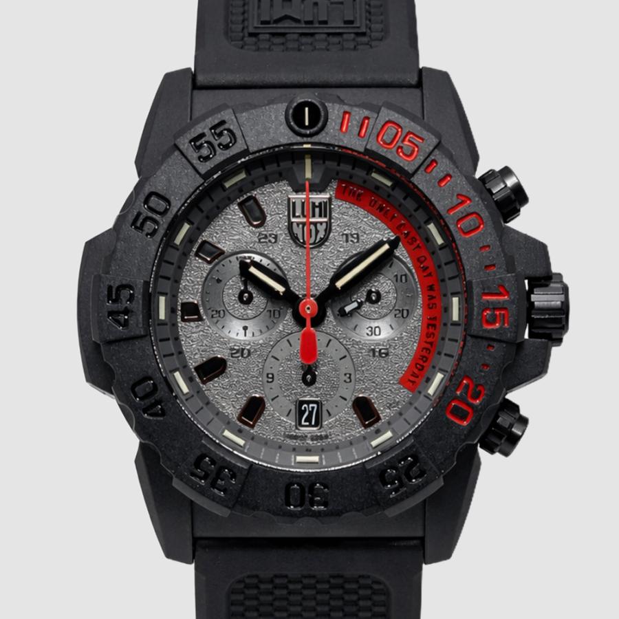 LUMINOX ルミノックス XS.3581.EY(Ref.3581.EY) 45mm ネイビーシールズ ブラック レッド メンズ 腕時計 防水 クロノグラフ 超軽量 [並行輸入]の画像