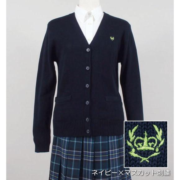 オリーブデオリーブスクール　クラウン刺繍綿混カーディガン　すっきりシルエット　スクールカーディガン/制服/通学 2K90006 OLIVE des オリーブデオリーブスクール クラウン刺繍綿混