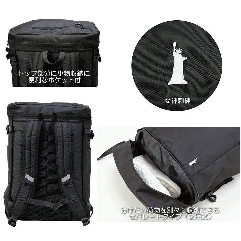 EASTBOY イーストボーイ スクールバッグ リュック 通学リュック スクエアパック 2層式セパレートタイプ 32L スクールリュック デイパック デイバッグ ブラック_4