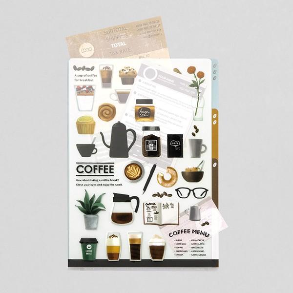 ミドリカンパニー3ポケットクリアファイルホルダー A4 ( トースト柄