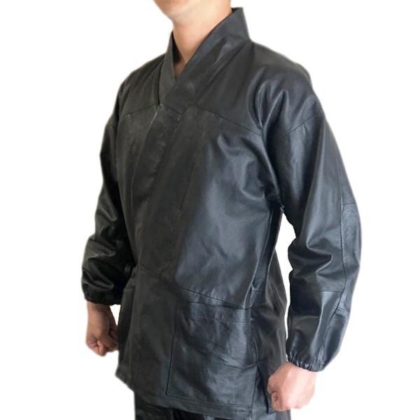 超美品　作務衣 本革 作務衣 (上下セット) サムエ【L大き目サイズ】☆最後の1着になり